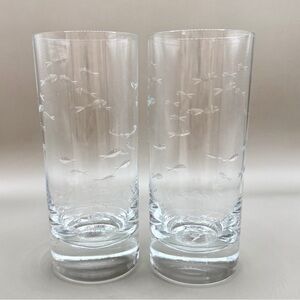 School of Fish Etched Highball Glasses - Set‎ of 2